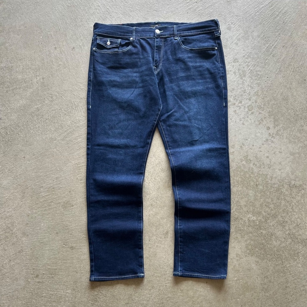 True Religion Jeans Size 40x32 Blue Dark Wash Denim Geno Relaxed Slim Flap Pocke